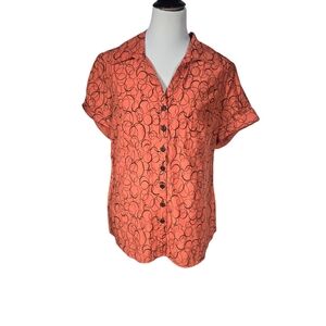 Dress Barn Women's 14/16 1X Orange Brown Short Sleeve Blouse NWT